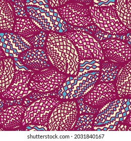 Seamless abstract pattern with the image of geometric shapes and wavy lines

