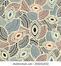 Seamless abstract pattern with the image of geometric shapes and wavy lines
