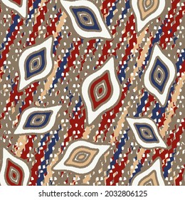 Seamless abstract pattern with the image of geometric shapes and wavy lines
