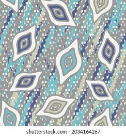 Seamless abstract pattern with the image of geometric shapes and wavy lines

