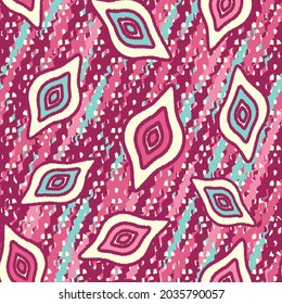 Seamless abstract pattern with the image of geometric shapes and wavy lines
