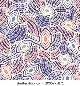 Seamless abstract pattern with the image of geometric shapes and wavy lines
