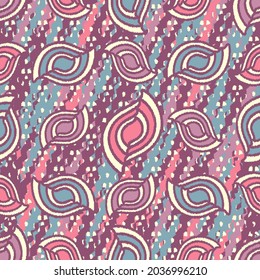 Seamless abstract pattern with the image of geometric shapes and wavy lines
