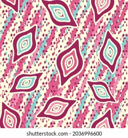 Seamless abstract pattern with the image of geometric shapes and wavy lines
