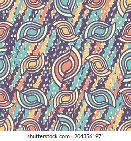 Seamless abstract pattern with the image of geometric shapes and wavy lines
