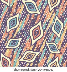 Seamless abstract pattern with the image of geometric shapes and wavy lines
