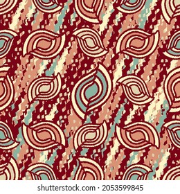 Seamless abstract pattern with the image of geometric shapes and wavy lines
