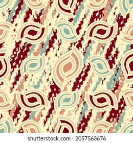 Nahtloses abstraktes Muster mit dem Bild geometrischer Formen und gewellter Linien
