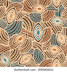 Seamless abstract pattern with the image of geometric shapes and wavy lines
