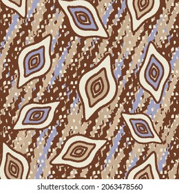 Seamless abstract pattern with the image of geometric shapes and wavy lines
