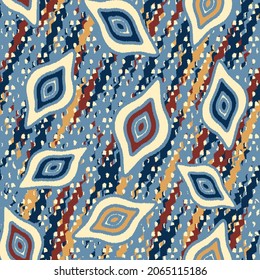 Seamless abstract pattern with the image of geometric shapes and wavy lines
