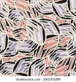 Seamless abstract pattern with the image of geometric broken lines and stripes
