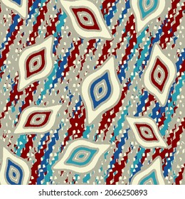 Seamless abstract pattern with the image of geometric shapes and wavy lines
