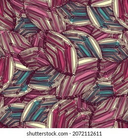 Seamless abstract pattern with the image of geometric elements and stripes
