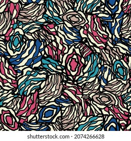 Seamless abstract pattern with the image of geometric elements and stripes
