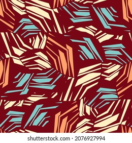 Seamless abstract pattern with the image of geometric broken lines and stripes