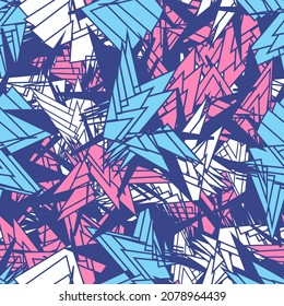 Seamless abstract pattern with the image of geometric shapes and broken lines
