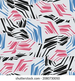 Seamless abstract pattern with the image of geometric broken lines and stripes
