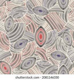 Seamless abstract pattern with the image of geometric elements and stripes
