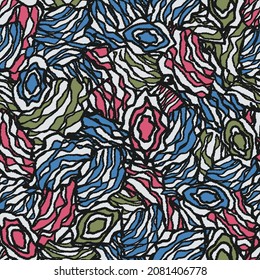 Seamless abstract pattern with the image of geometric elements and stripes
