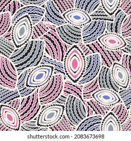 Seamless abstract pattern with the image of geometric shapes and wavy lines
