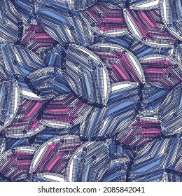 Seamless abstract pattern with the image of geometric elements and stripes
