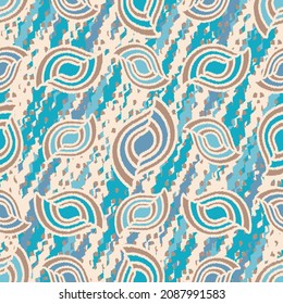 Seamless abstract pattern with the image of geometric shapes and wavy lines
