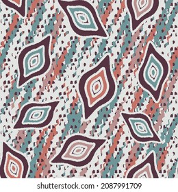 Seamless abstract pattern with the image of geometric shapes and wavy lines
