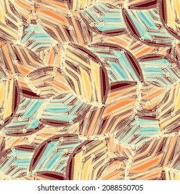 Seamless abstract pattern with the image of geometric elements and stripes

