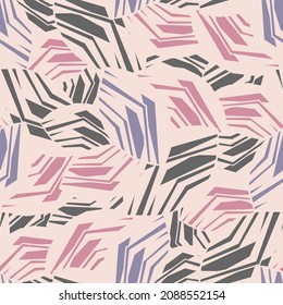 Seamless abstract pattern with the image of geometric broken lines and stripes
