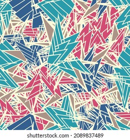 Seamless abstract pattern with the image of geometric shapes and broken lines
