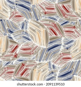 Seamless abstract pattern with the image of geometric elements and stripes
