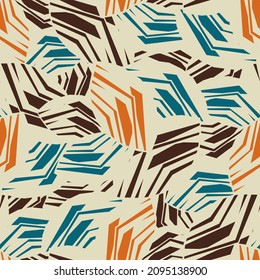 Seamless abstract pattern with the image of geometric broken lines and stripes
