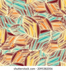 Seamless abstract pattern with the image of geometric elements and stripes
