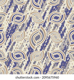 Seamless abstract pattern with the image of geometric shapes and wavy lines
