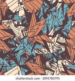 Seamless abstract pattern with the image of geometric shapes and broken lines
