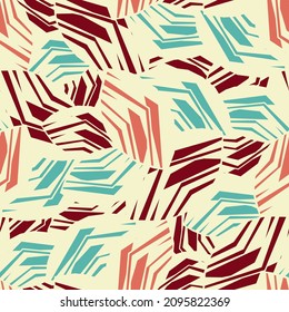 Seamless abstract pattern with the image of geometric broken lines and stripes
