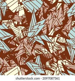 Seamless abstract pattern with the image of geometric shapes and broken lines
