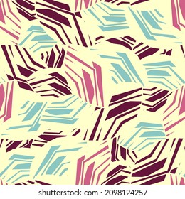 Seamless abstract pattern with the image of geometric broken lines and stripes
