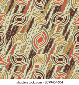 Seamless abstract pattern with the image of geometric shapes and wavy lines

