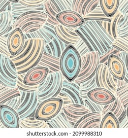 Nahtloses abstraktes Muster mit dem Bild geometrischer Elemente und Streifen
