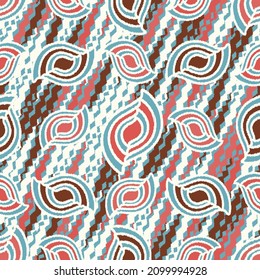 Seamless abstract pattern with the image of geometric shapes and wavy lines