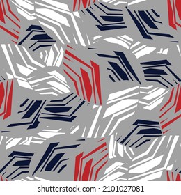 Seamless abstract pattern with the image of geometric broken lines and stripes
