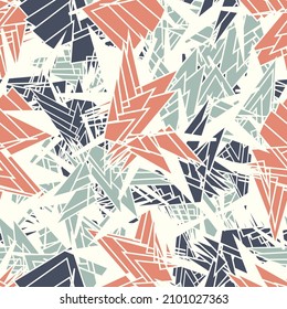 Seamless abstract pattern with the image of geometric shapes and broken lines
