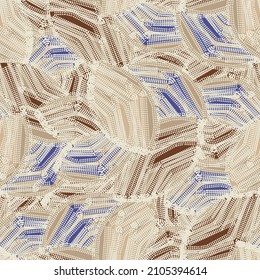 Seamless abstract pattern with the image of geometric elements and stripes
