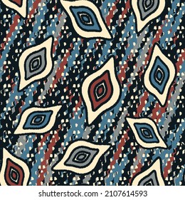 Seamless abstract pattern with the image of geometric shapes and wavy lines
