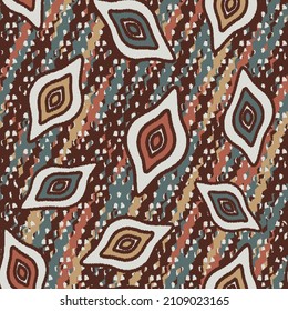Seamless abstract pattern with the image of geometric shapes and wavy lines
