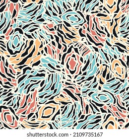 Seamless abstract pattern with the image of geometric elements and stripes

