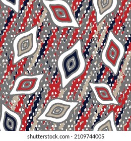 Seamless abstract pattern with the image of geometric shapes and wavy lines
