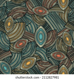 Seamless abstract pattern with the image of geometric elements and stripes
